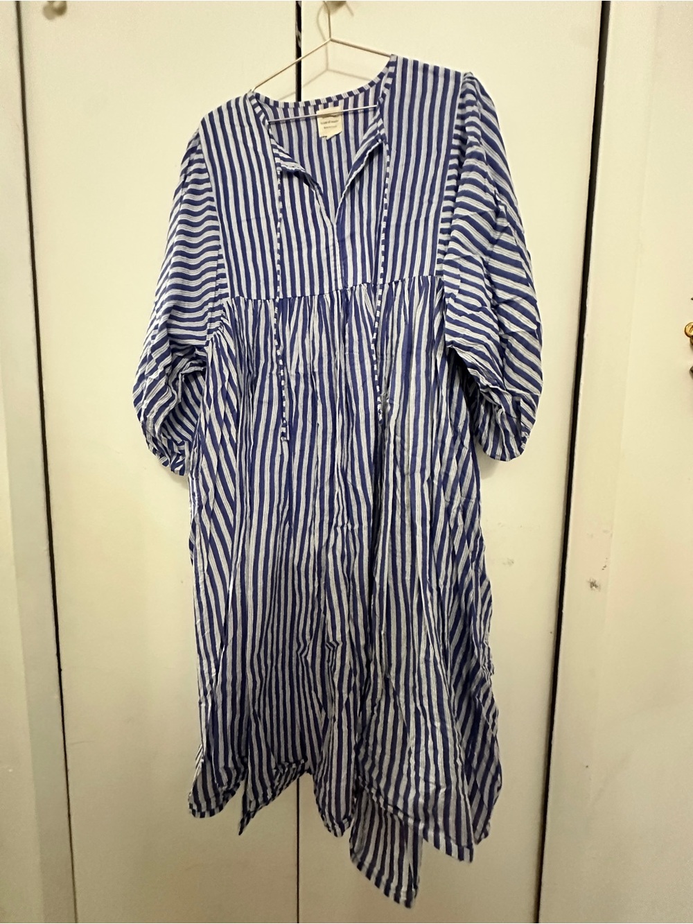 Striped Blue and White Midi Dress